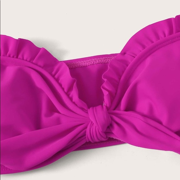 Frill Top Knot Off The Shoulder Bikini - Picture 4 of 4